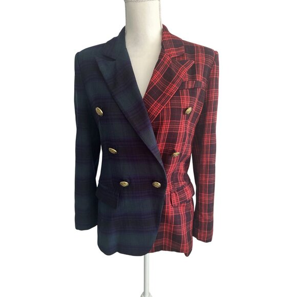 STEVE MADDEN Plaid Tartan Split Buttoned Blazer Jacket Sz Small - Picture 9 of 10